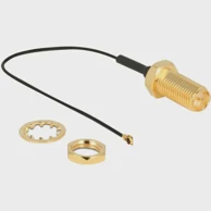 DELOCK Antenski kabel adapter, RP-SMA utičnica za ugradnju > MHF4 utikač, 10 cm, siva/zlatna